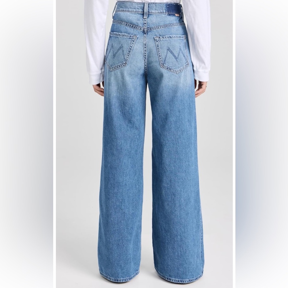 NWT MOTHER Women's The Ditcher Roller Sneak Blue Wide-Leg Jeans size 32 - Picture 3 of 6